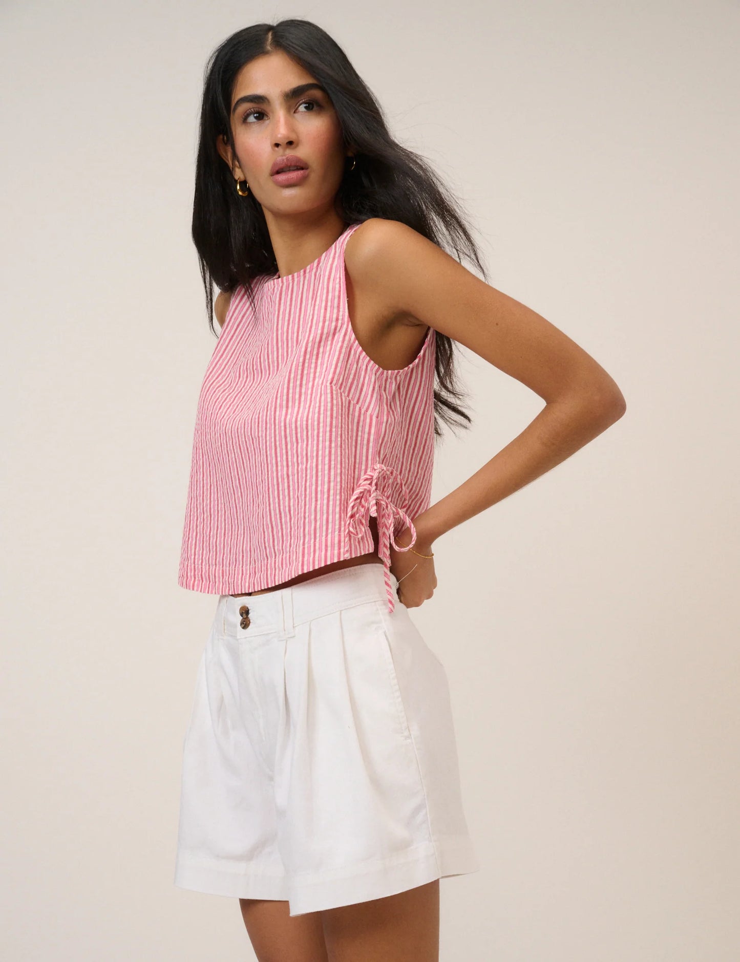 Pink Pinstripe Swing Top