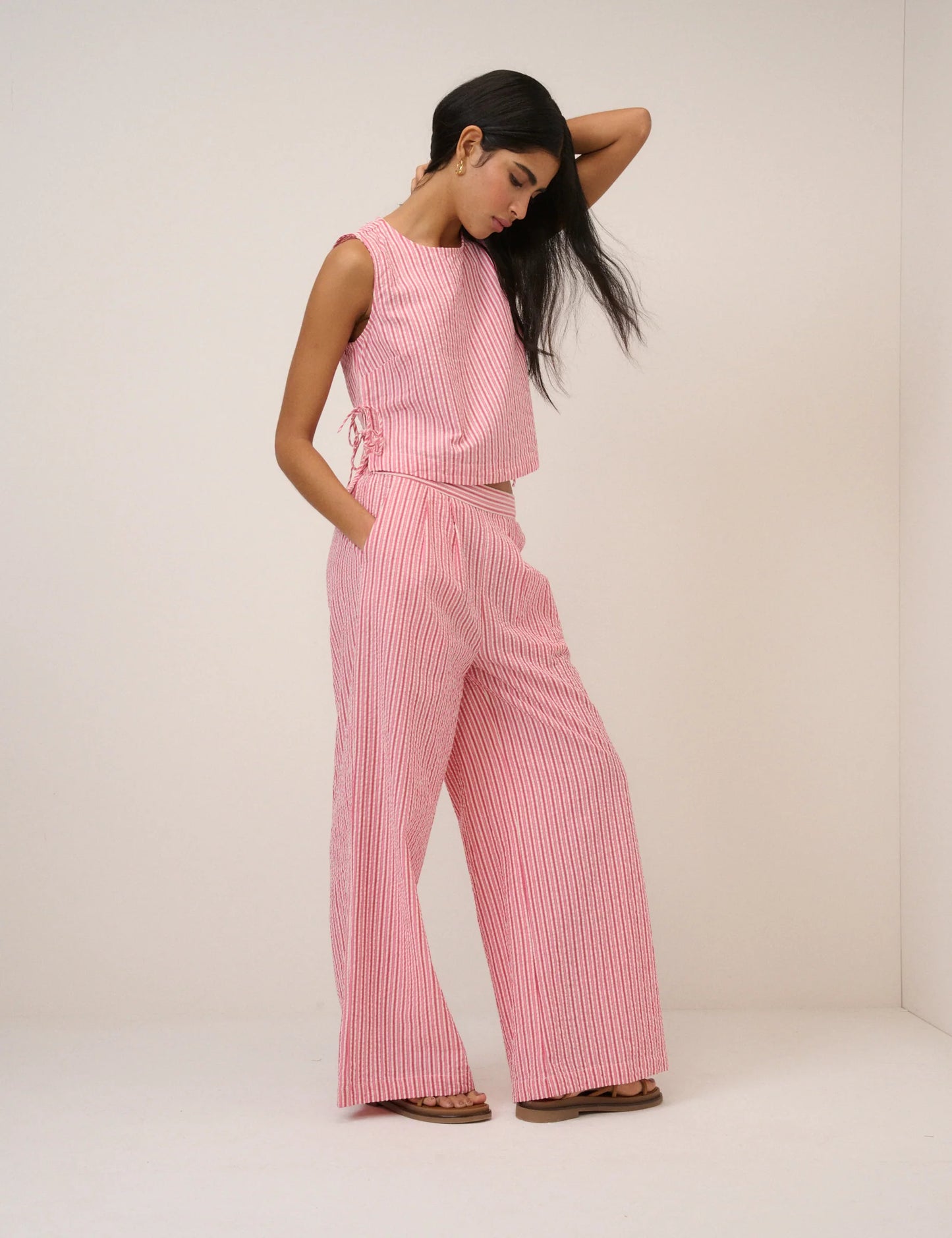 Pink Pinstripe Swing Top