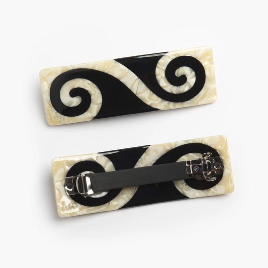 Twin Spiral French Barrette - Black