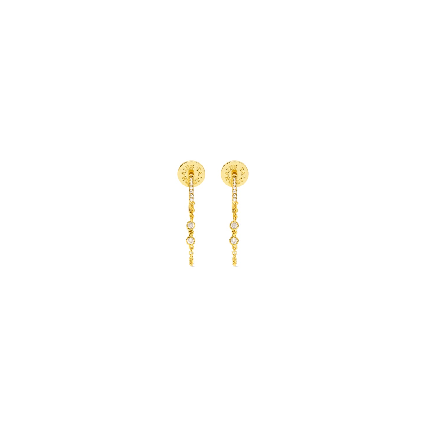 Waterfall Chain Huggies- Gold