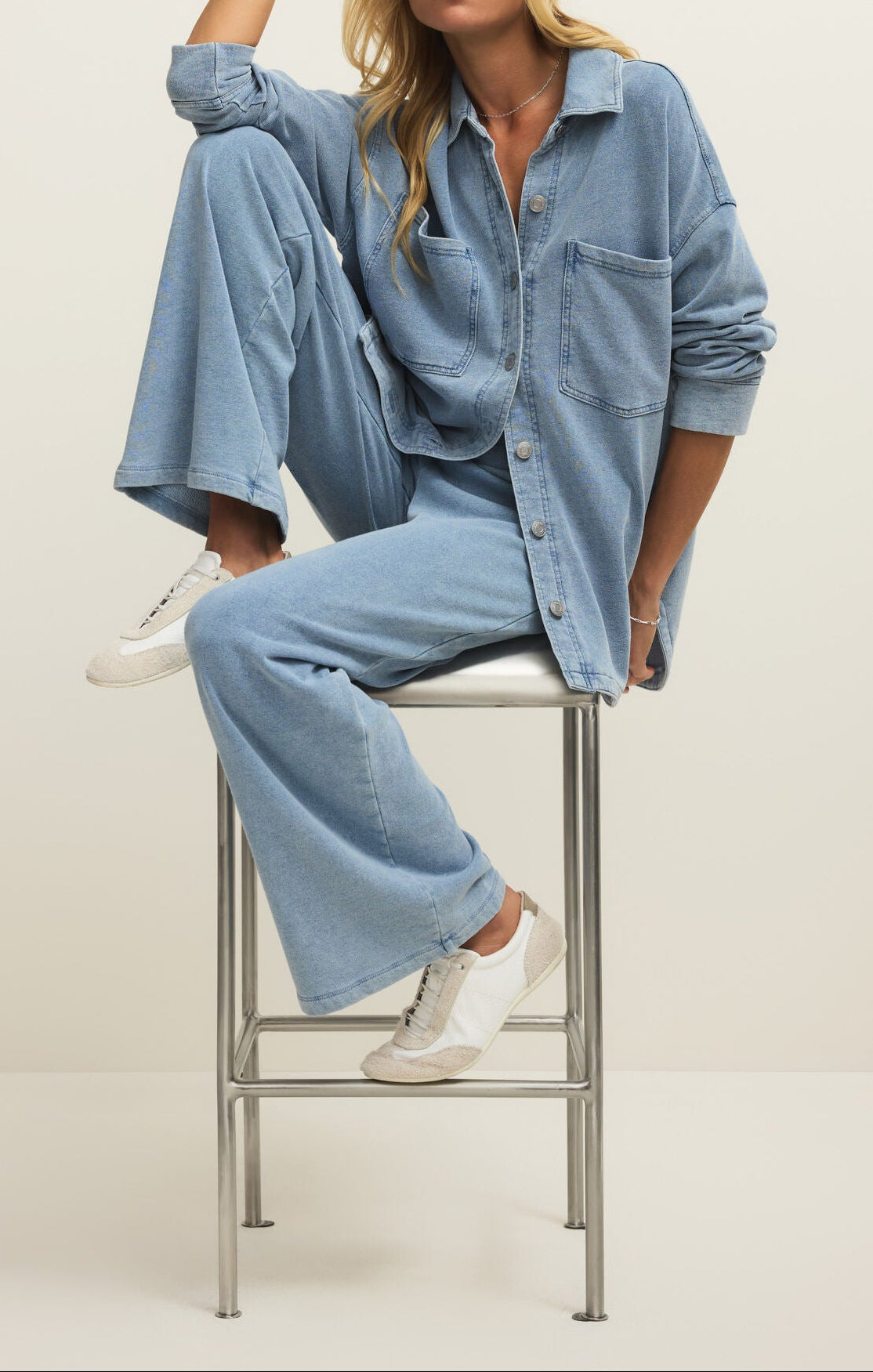 All Day Knit Denim Jacket - Ocean Air Indigo