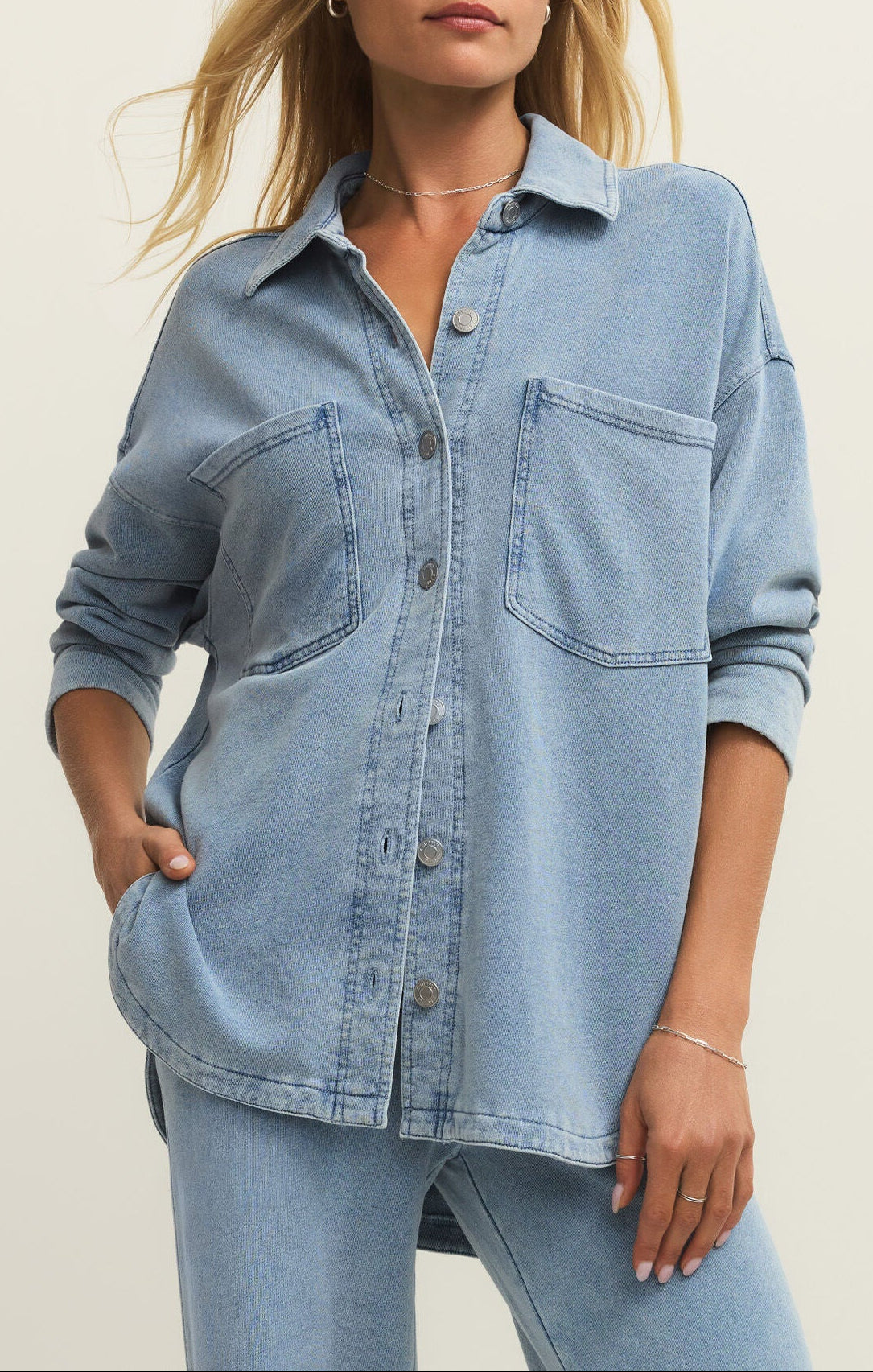 All Day Knit Denim Jacket - Ocean Air Indigo