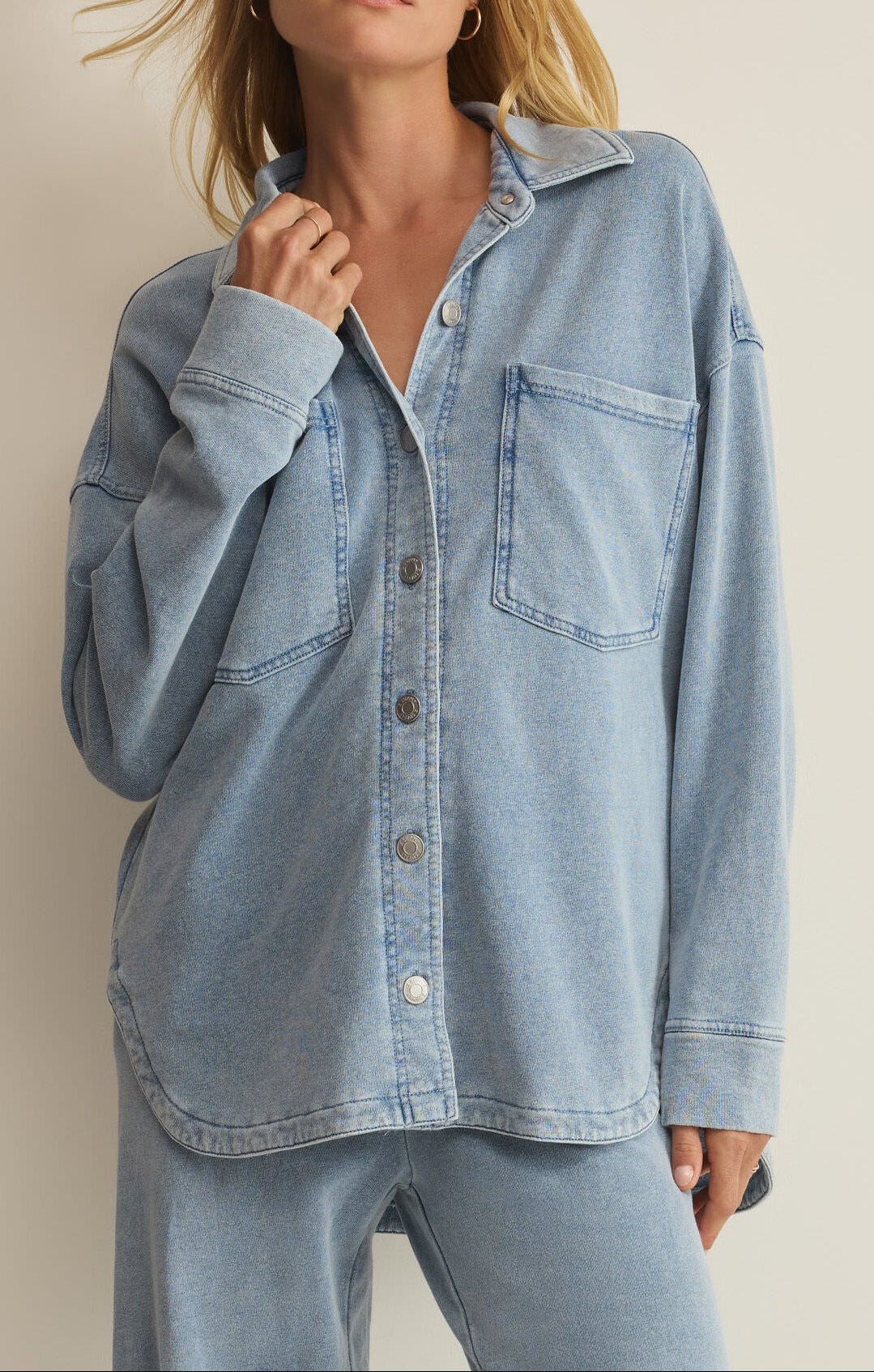 All Day Knit Denim Jacket - Ocean Air Indigo