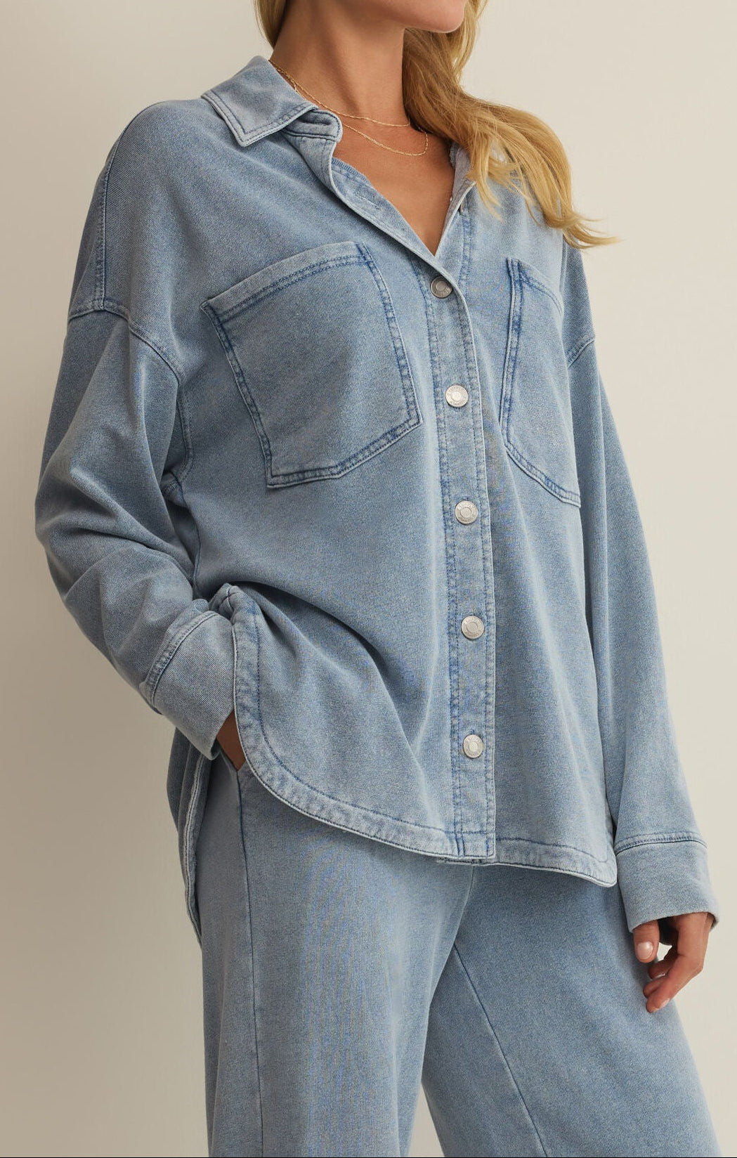 All Day Knit Denim Jacket - Ocean Air Indigo