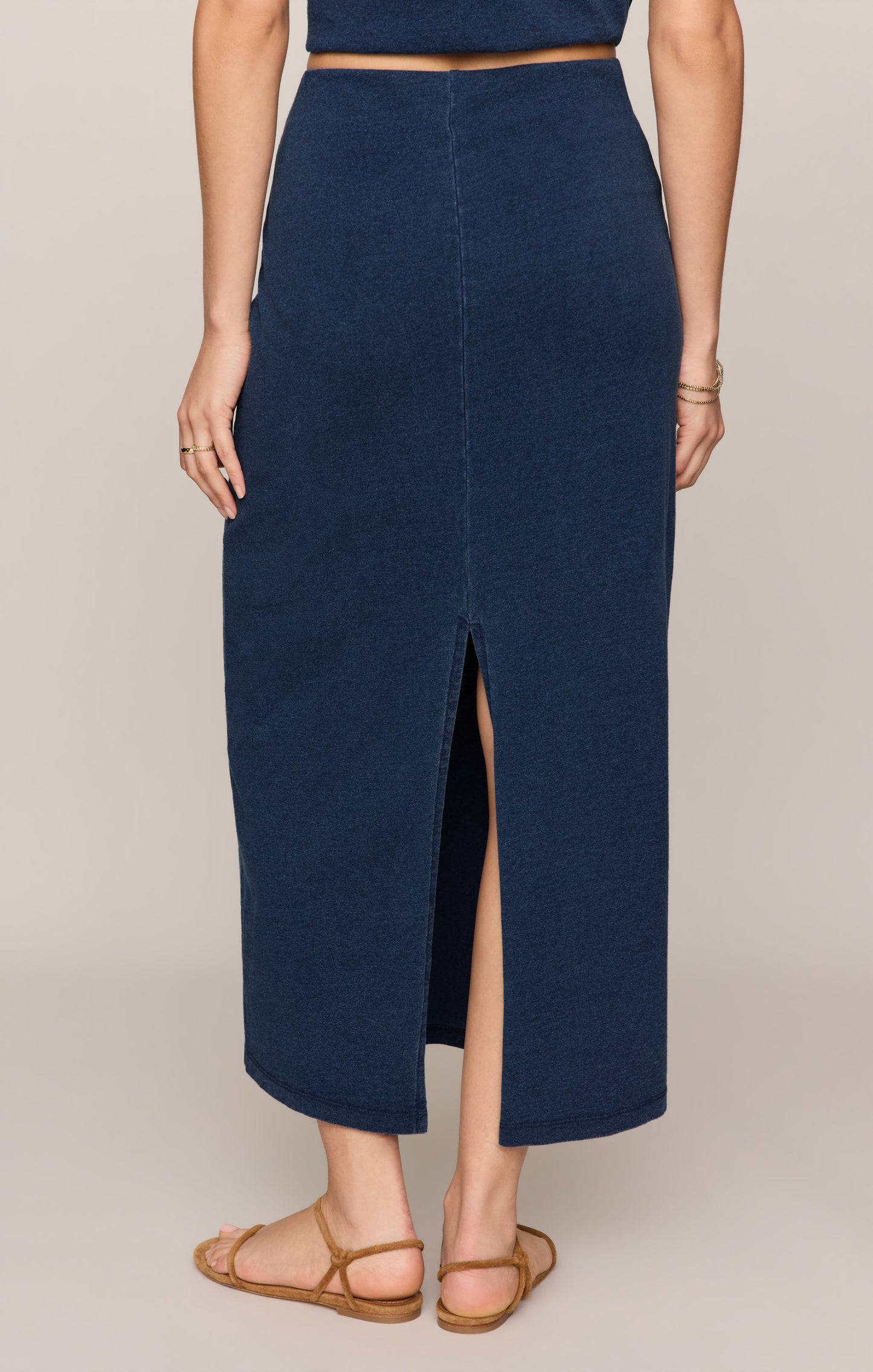 Gail Jersey Denim Midi Skirt - Indigo