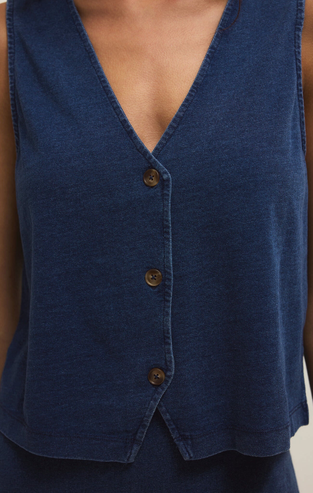 Noelle Jersey Denim Tank - Indigo
