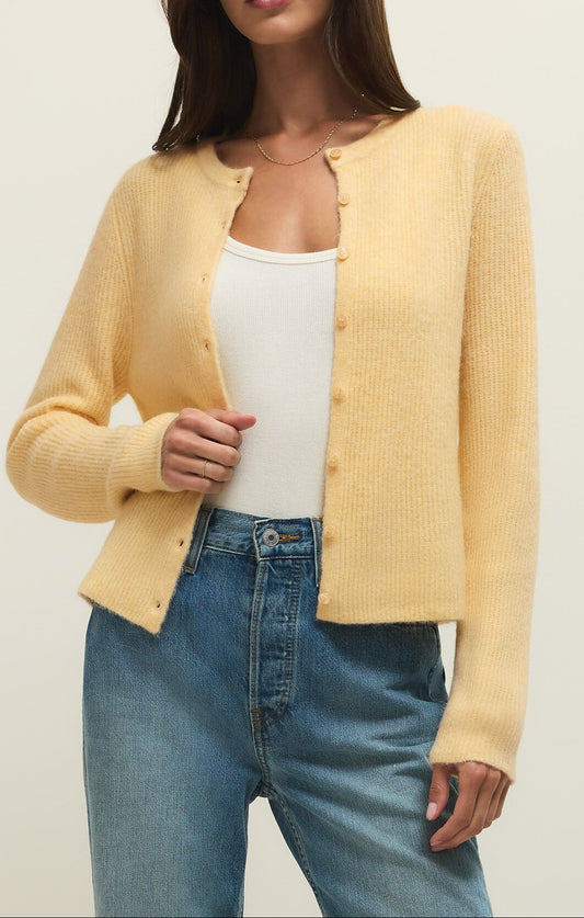 Medina Cozy Rib Cardigan - Custard