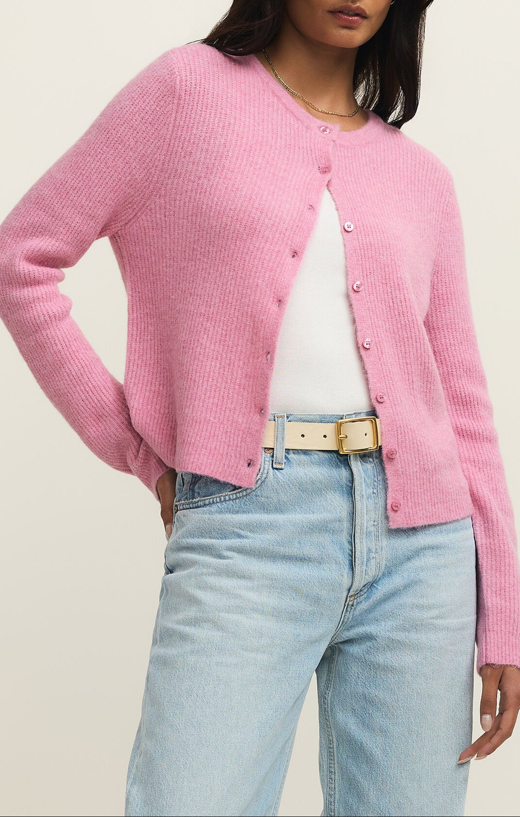 Medina Cozy Rib Cardigan - Pink Crush