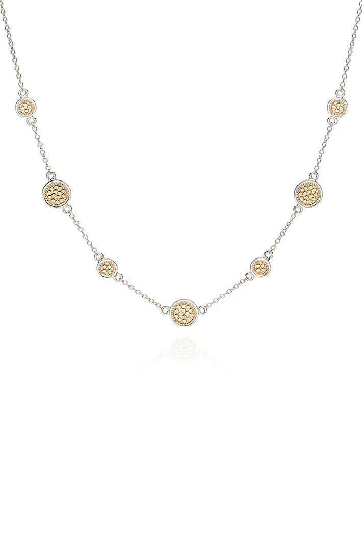 Classic Long Multi-Disc Station Necklace - Gold & Silver