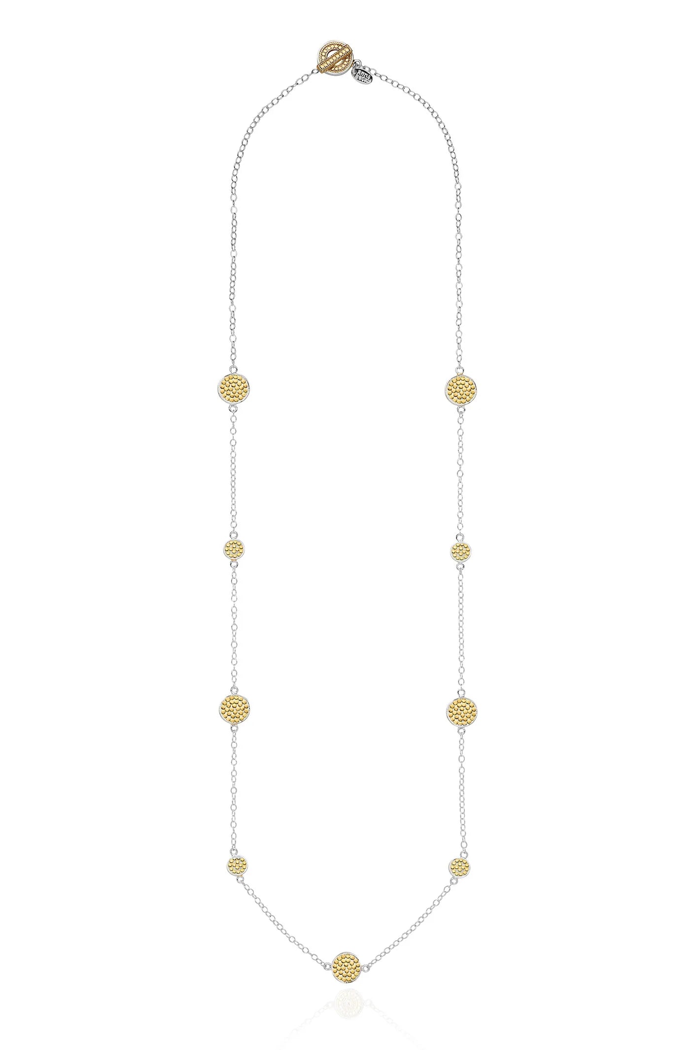 Classic Long Multi-Disc Station Necklace - Gold & Silver