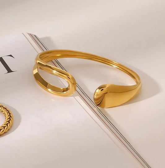 Hollow Open Cuff Bracelet Bangle - Gold