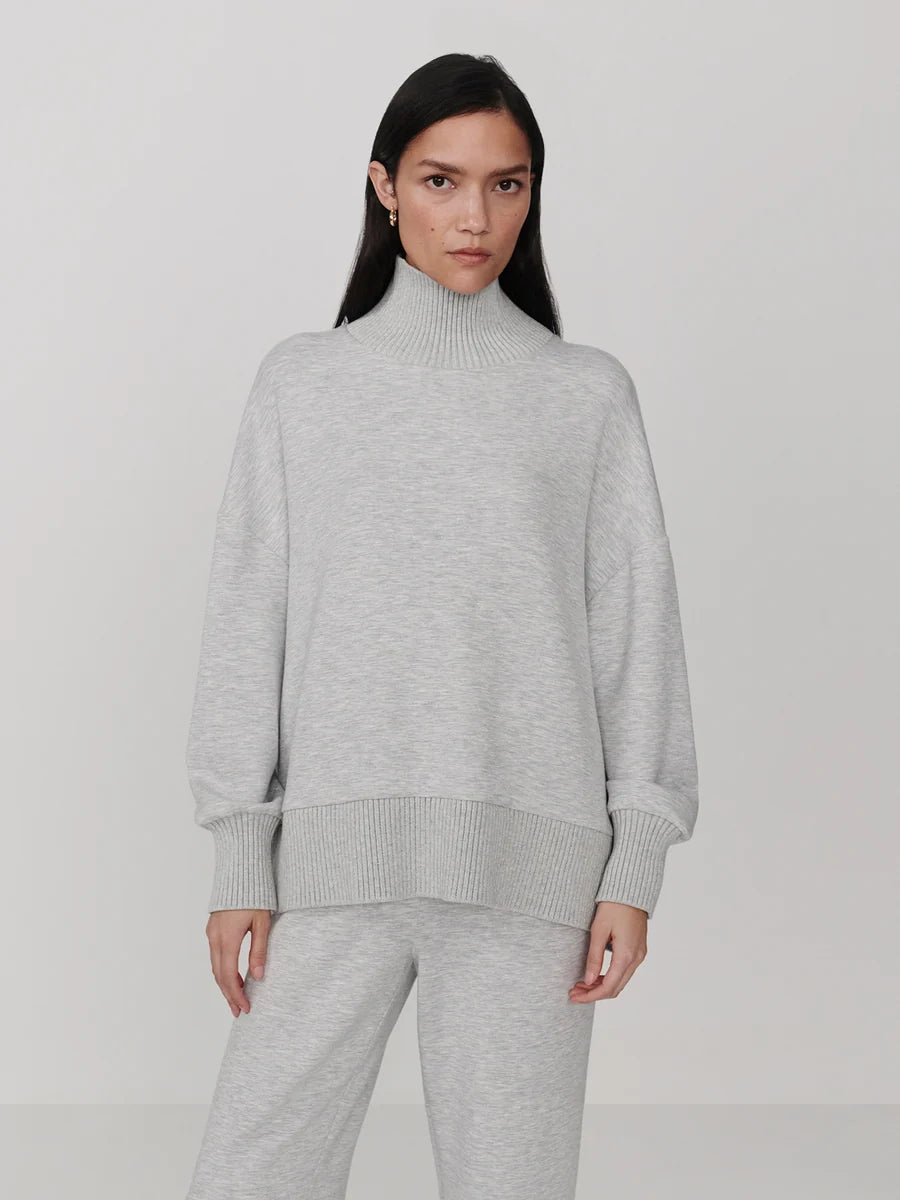 Barker High-Neck Sweat -  Light Grey Marl