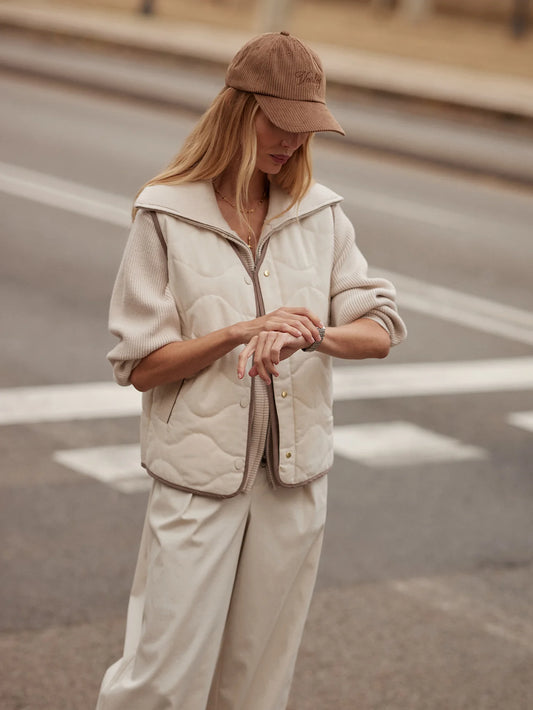 Lori Reversible Gilet - Ash Taupe/Birch