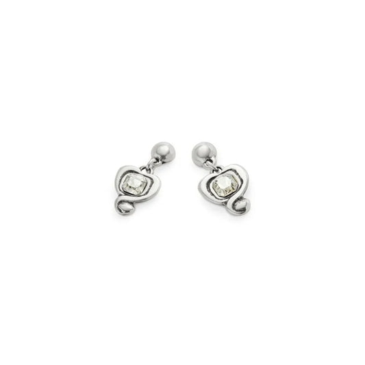 Drop Earrings with a Heart and Crystal
