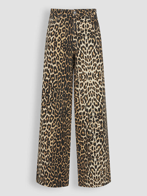 Leopard Print Denim Pants