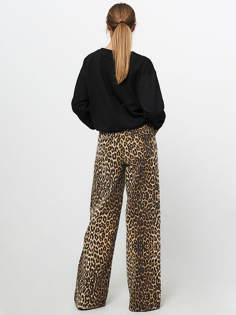 Leopard Print Denim Pants