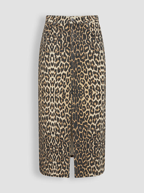 Leopard Print Denim Skirt