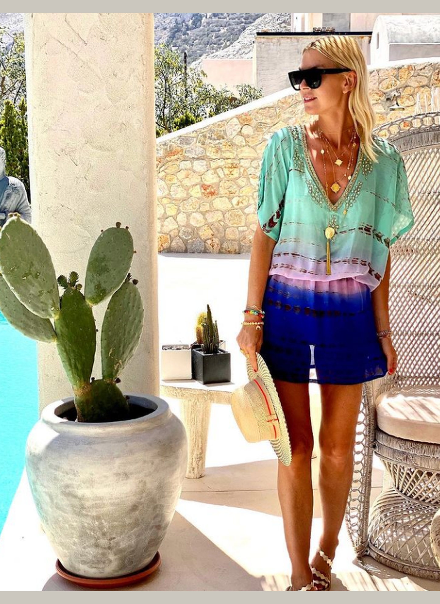 Santorini Long Gold Necklace