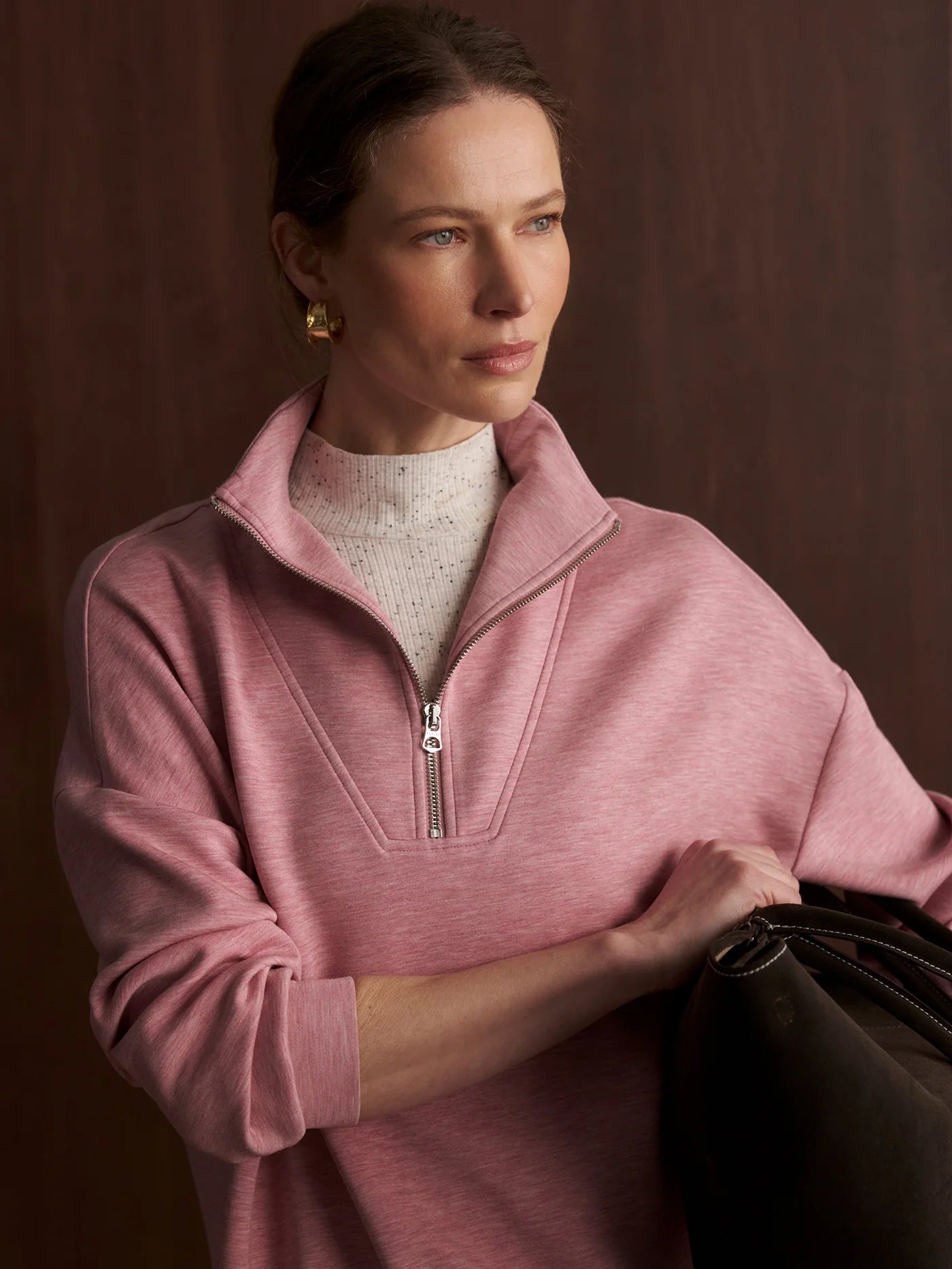 Hawley Half-Zip Sweat - Rose Marl