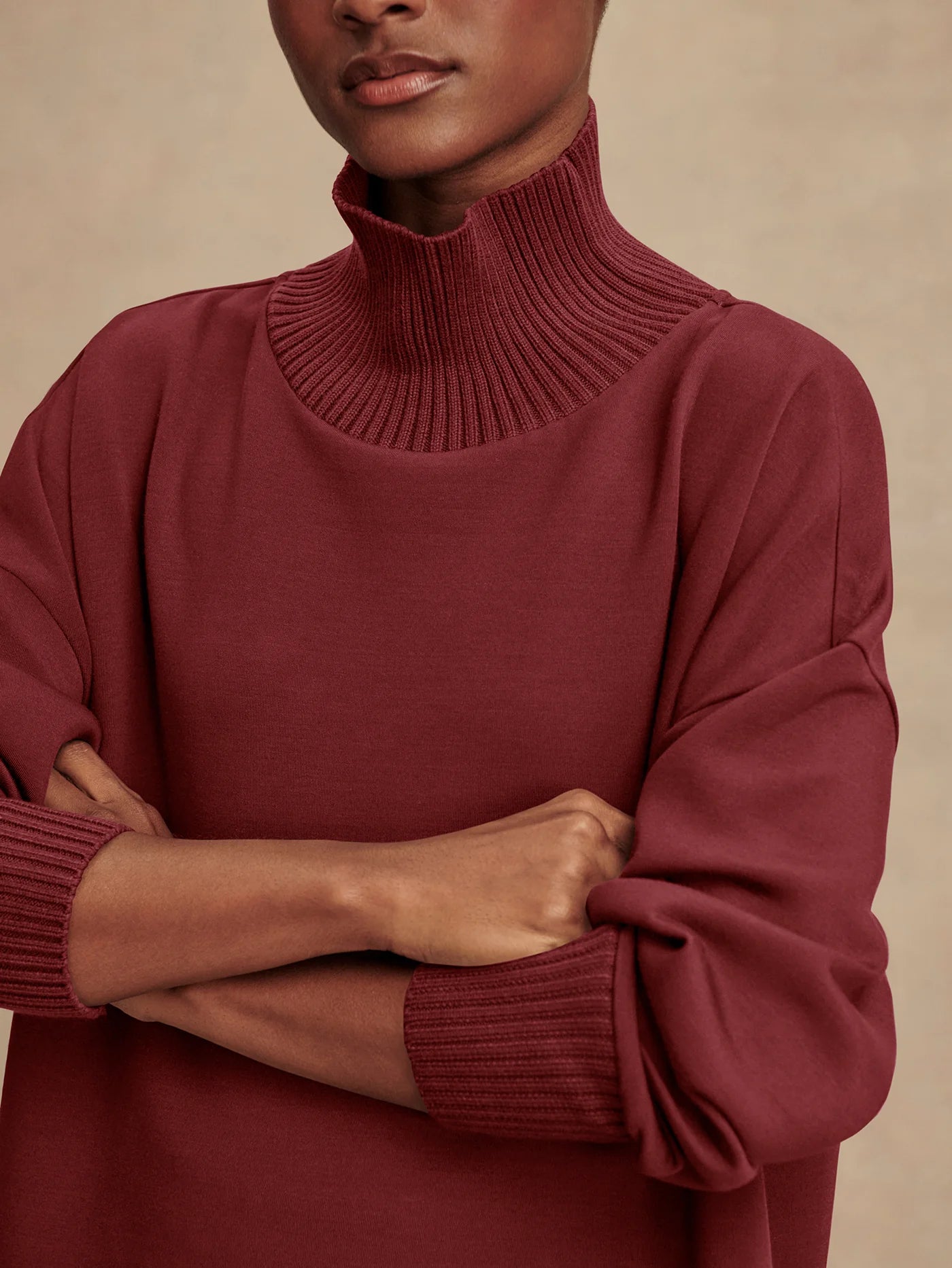 Barker High Neck Sweat - New Maroon