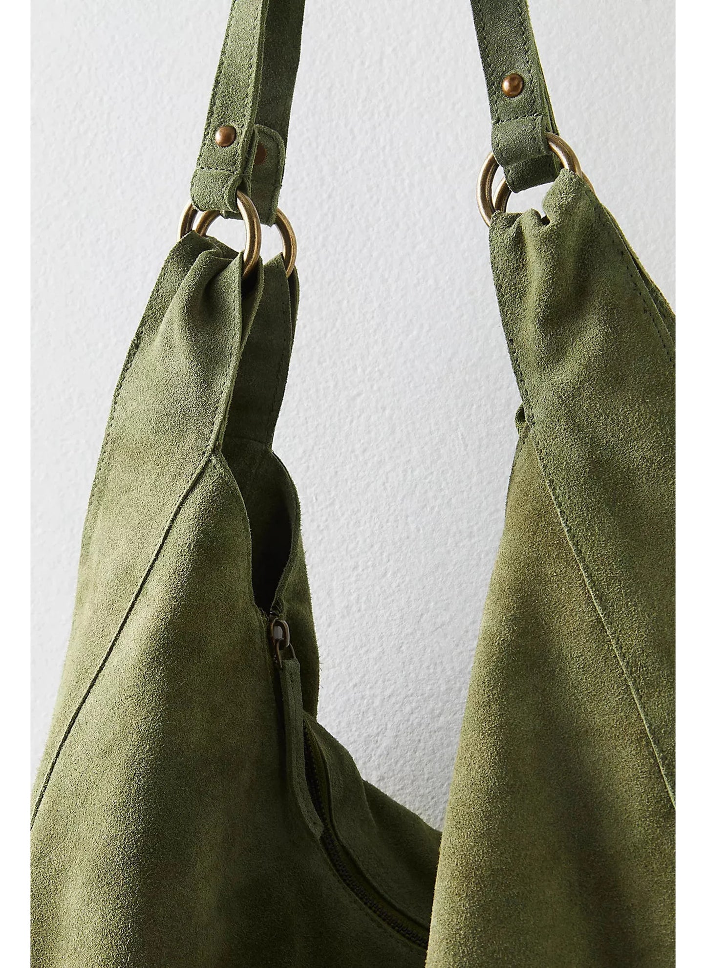 Roma Suede Tote Bag - Olive Green