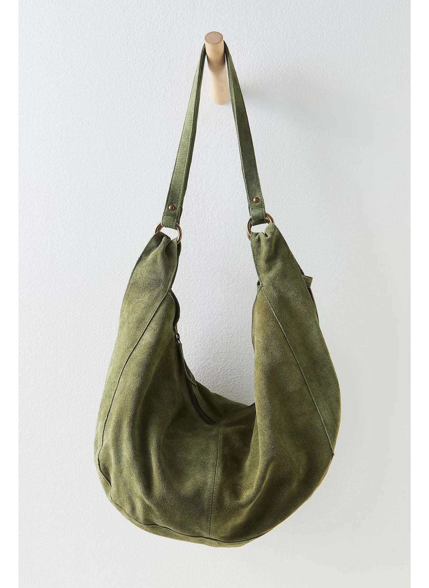 Roma Suede Tote Bag - Olive Green