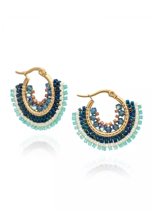 Achi Crystal Hoop & Bead Earrings - Tulum