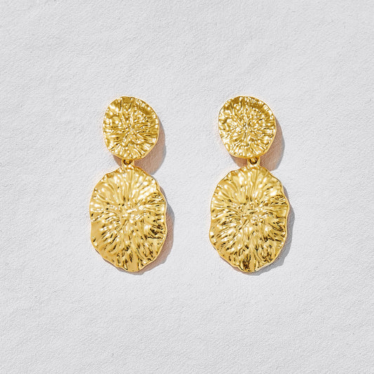 Neptune Gold Disc Earrings