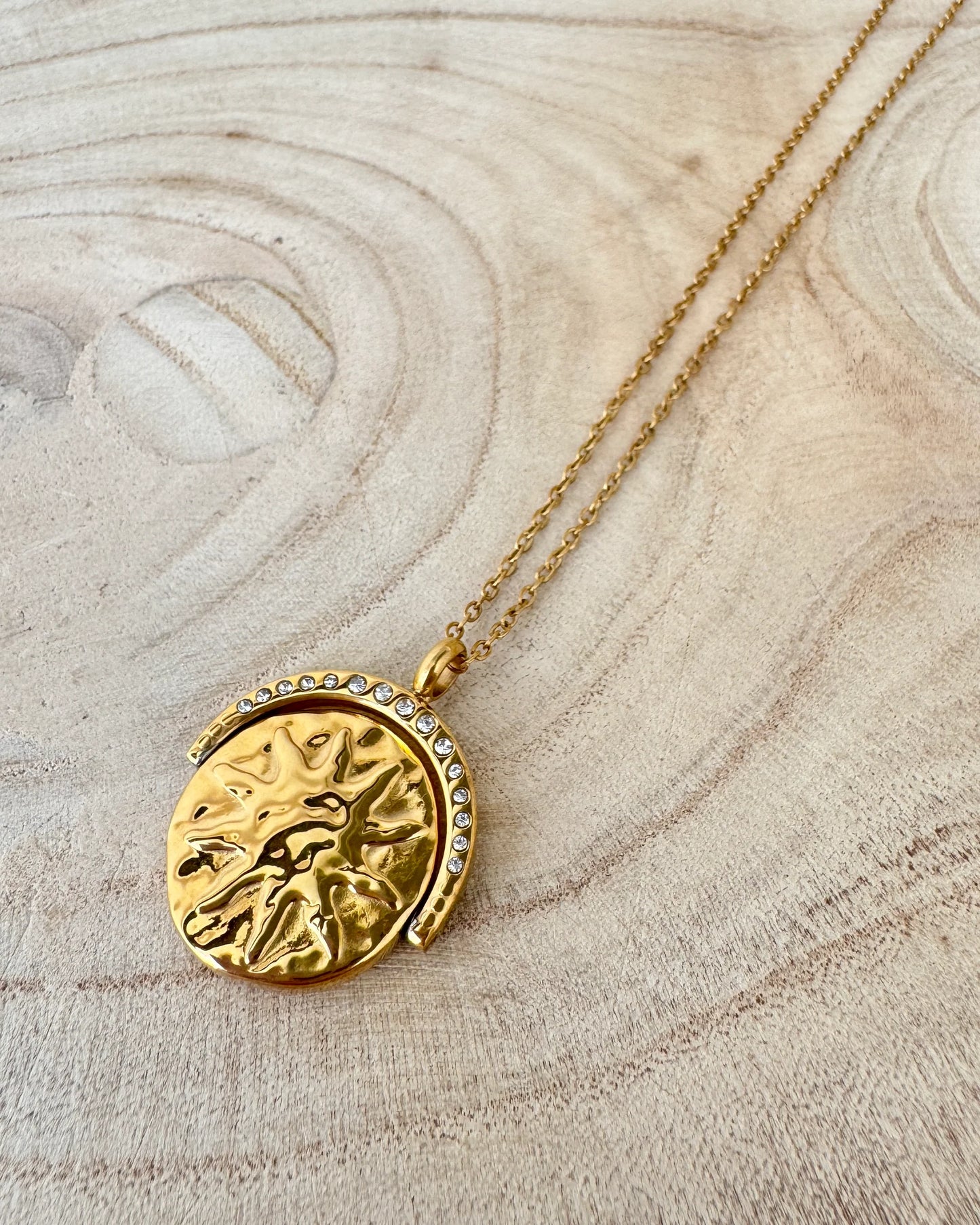 Gold Sun & Moon Eclipse Flip Necklace