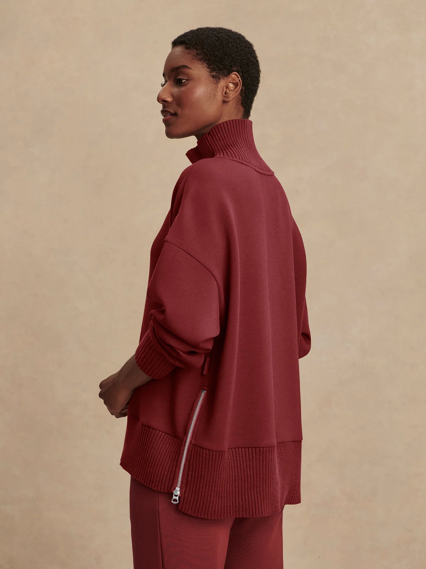 Barker High Neck Sweat - New Maroon