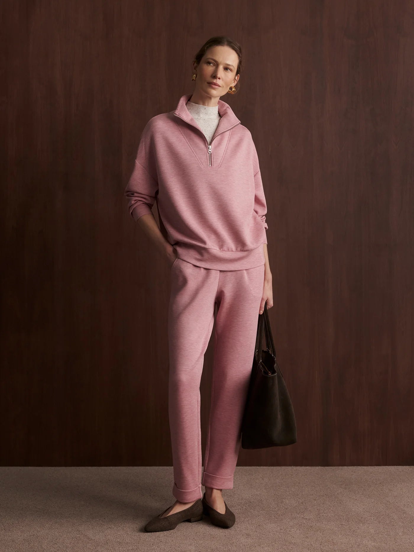 Hawley Half-Zip Sweat - Rose Marl