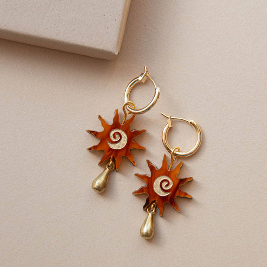 Sol Hoop Earrings - Amber Tortoise