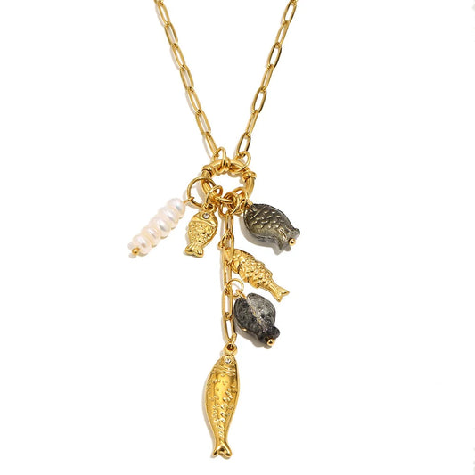 Kai Fish Charm Gold Plated Waterproof Necklace