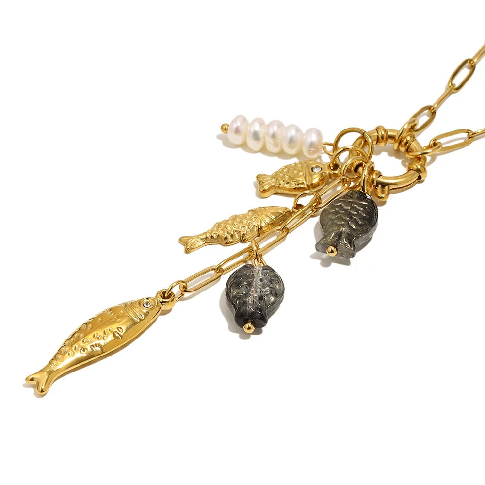 Kai Fish Charm Gold Plated Waterproof Necklace