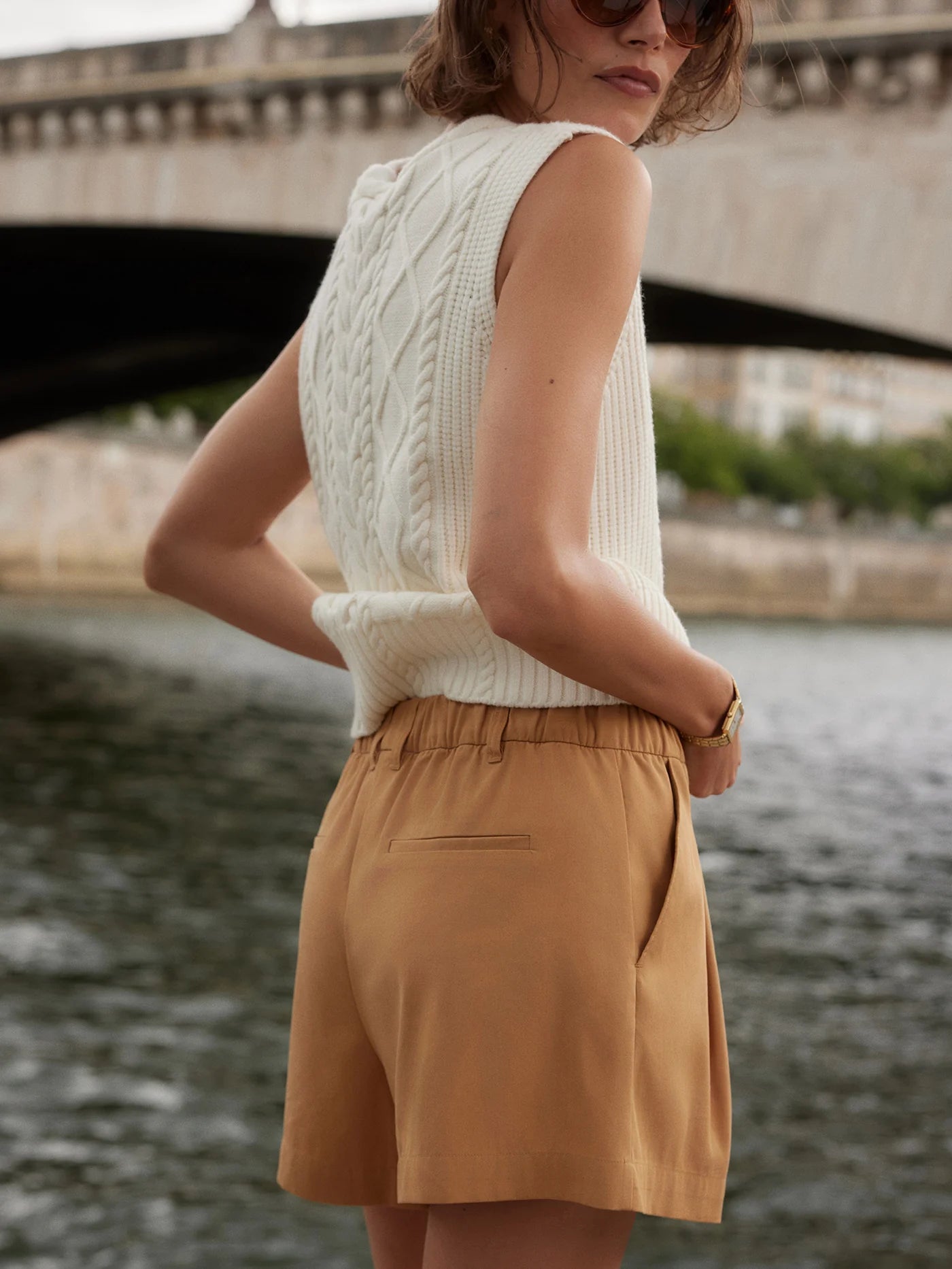 Tatyana Cable Knit Vest - Egret