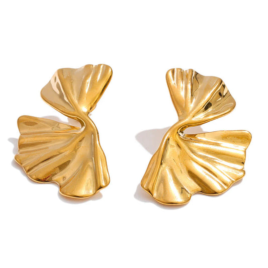 Ginkgo Leaf Earrings - Gold