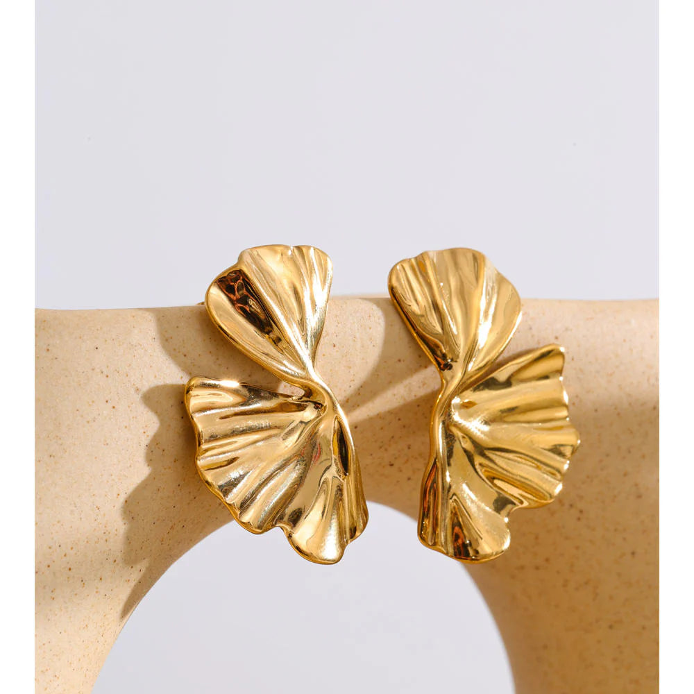 Ginkgo Leaf Earrings - Gold