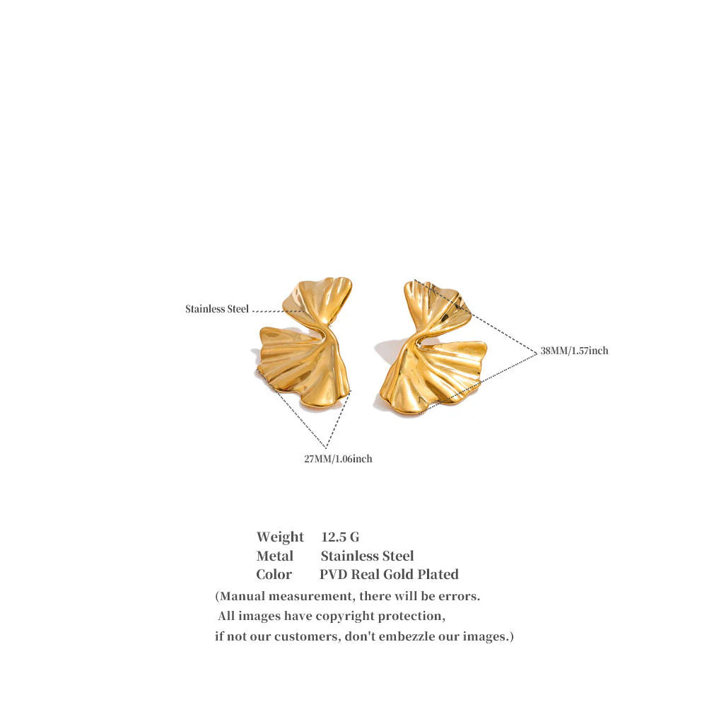Ginkgo Leaf Earrings - Gold