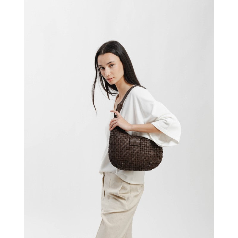 Leather Cross Body BIBA Bag Kansas - Dark Brown