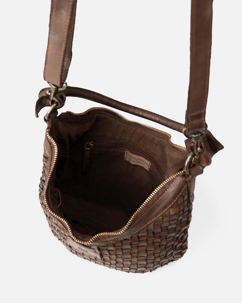 Leather Cross Body BIBA Bag Kansas - Dark Brown