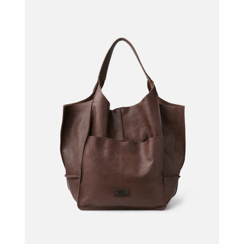 Leather shoulder bag BIBA Homer - Light Brwon