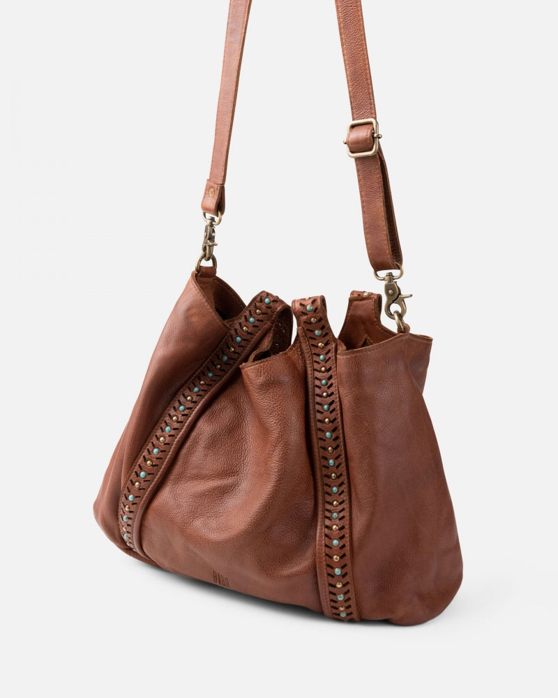 Leather shoulder bag BIBA Winkler - Tan