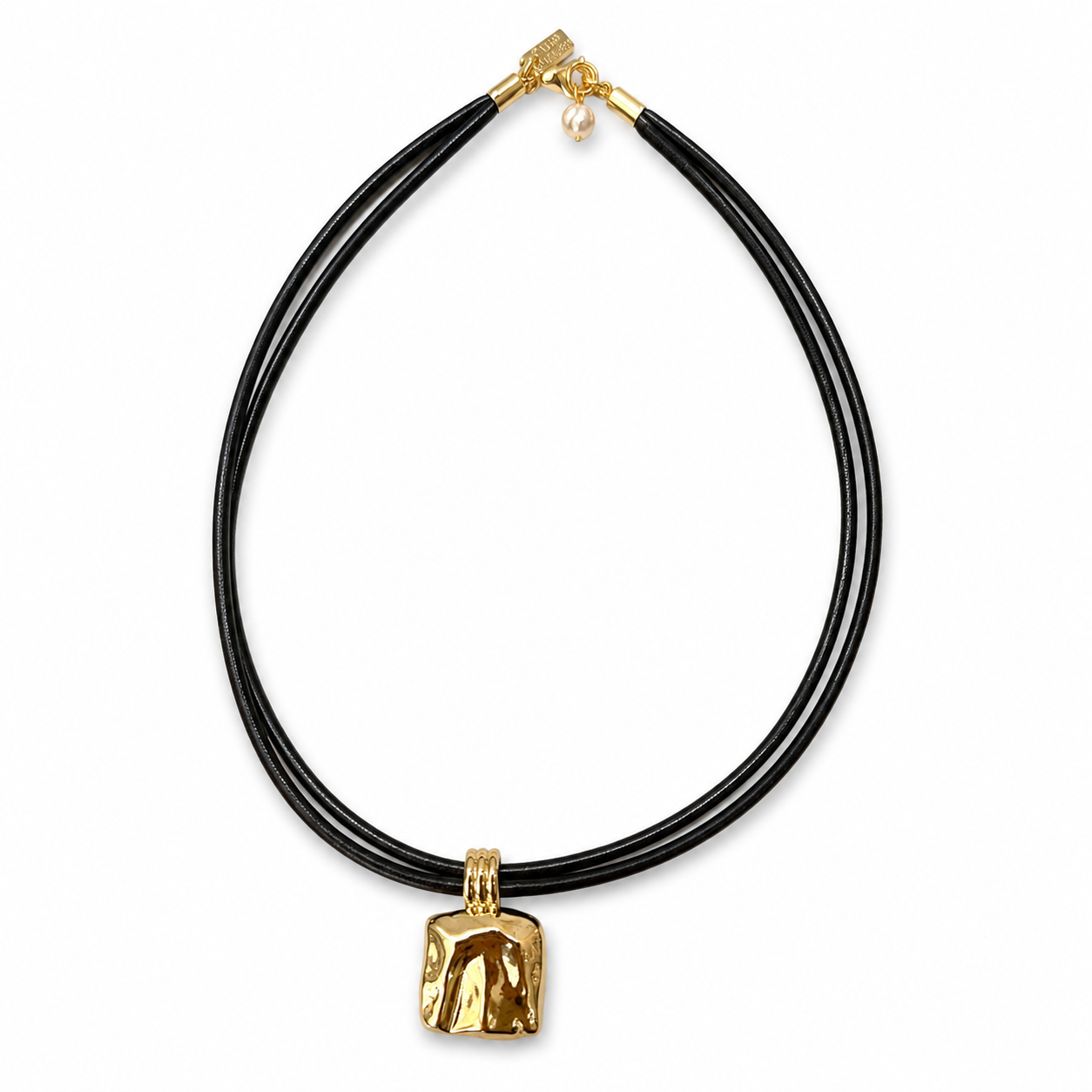 Double Leather Cord Choker- Gold
