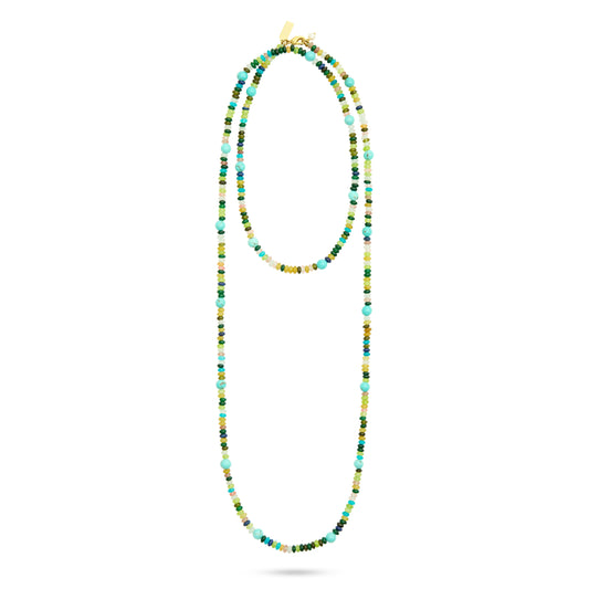 Long Beaded Necklace- Turquoise