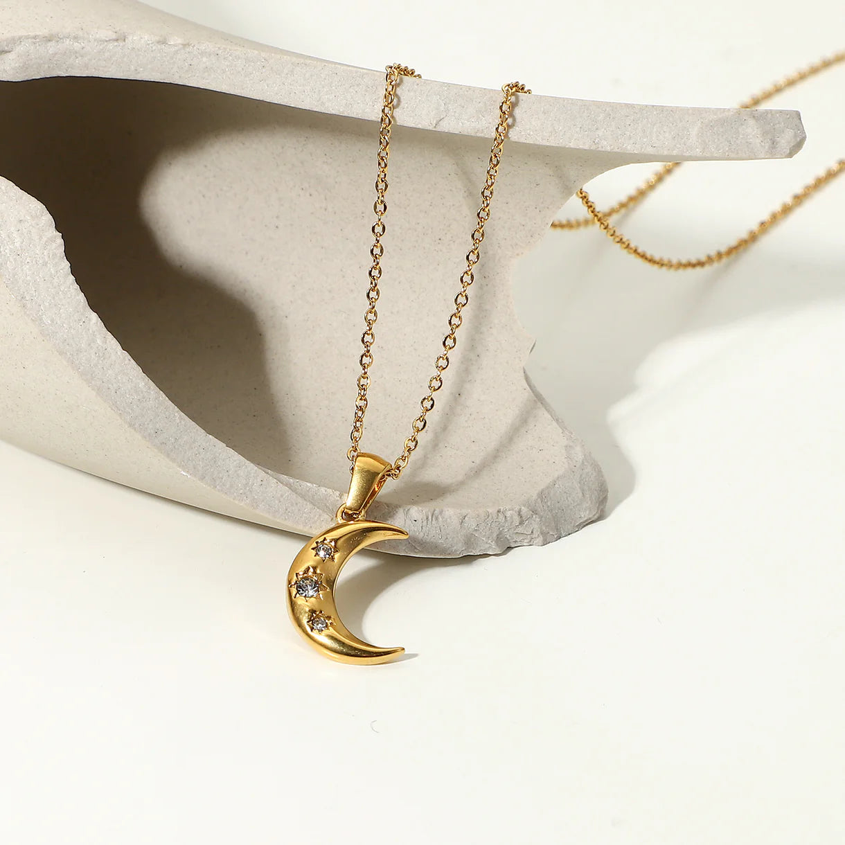 Sparkle Moon Pendant Necklace