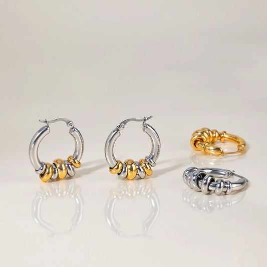 Multi Ring Contemporary Hoop Earrings