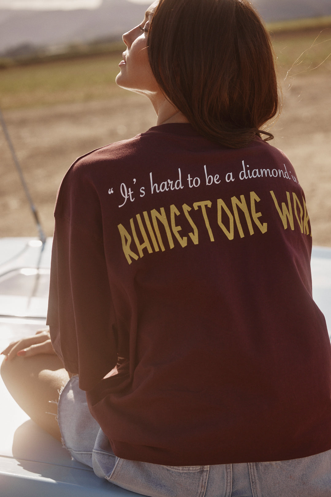 The Oversized Rhinestone Tee - Aubergine