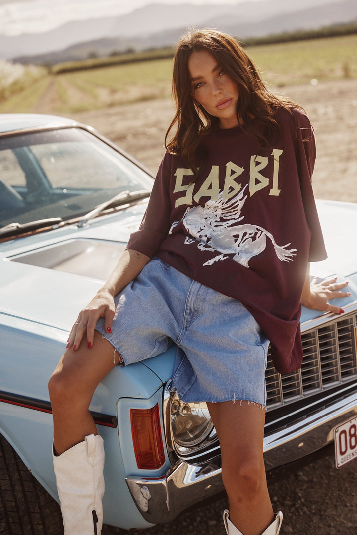 The Oversized Rhinestone Tee - Aubergine