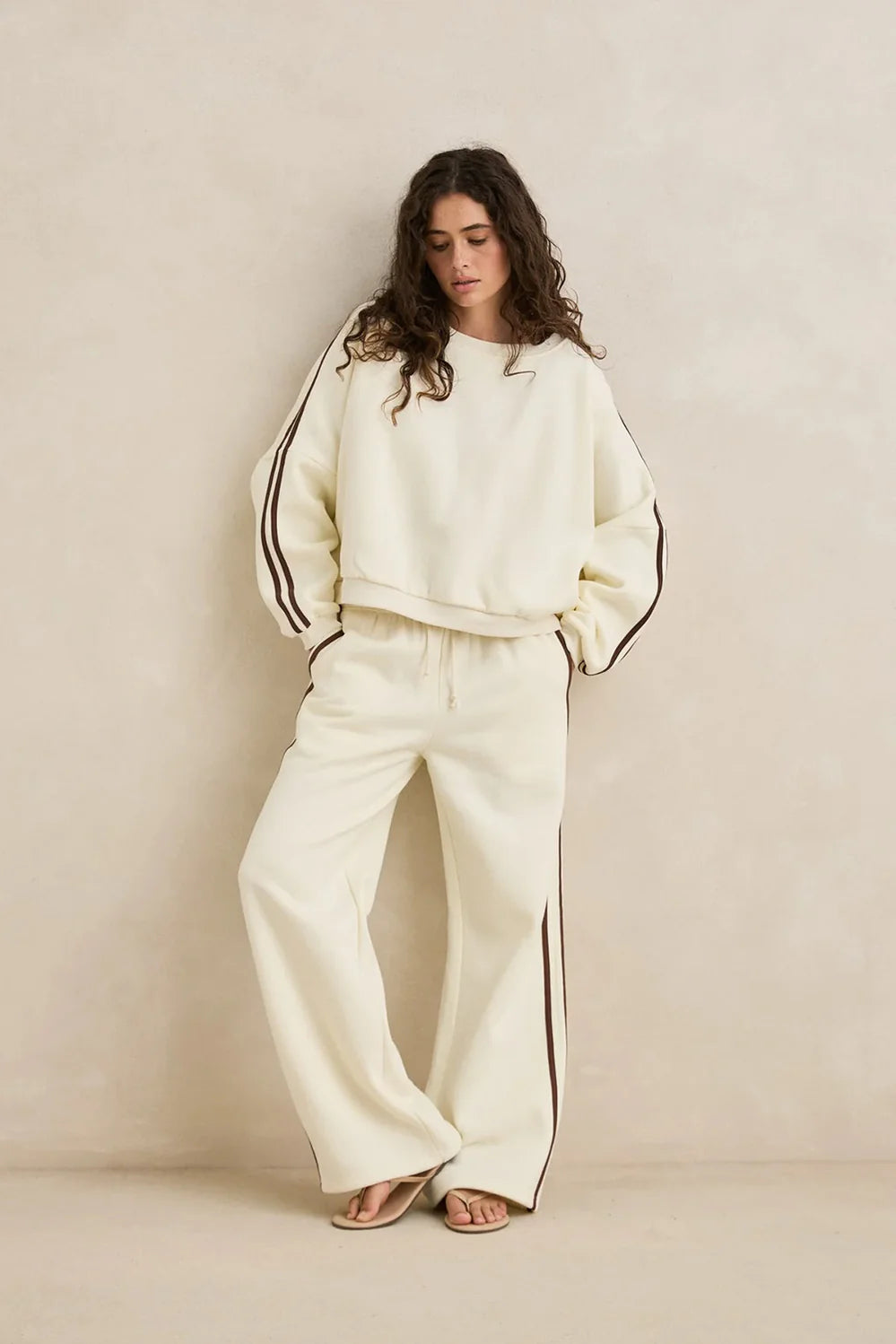 Contrast Trackpant - Cream