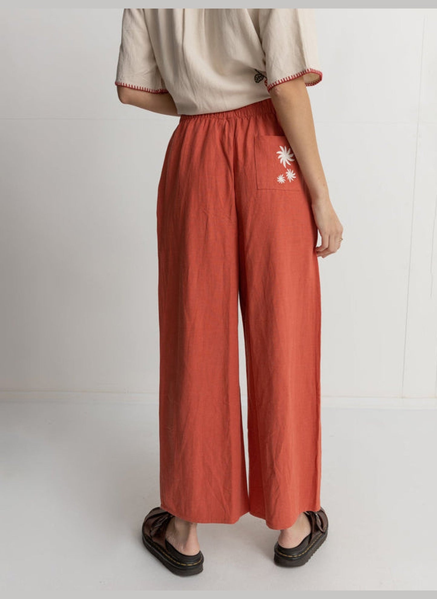 Red Floral Wide Leg Pant